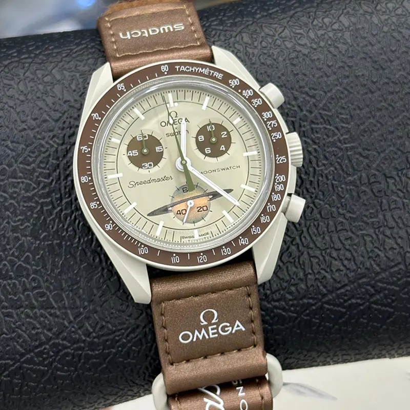 Omega x Swatch “Mission to Saturn” Beige Dial Men's Watch- S033T100